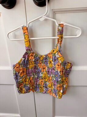 Zara girls size 9 flower pattern crop tank top